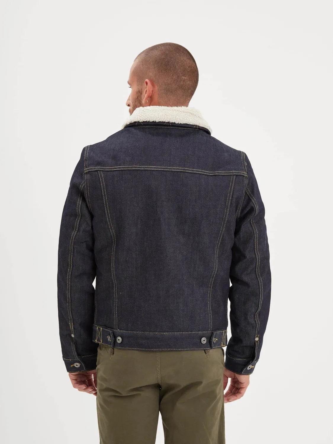 Daytona Mills veste jean raw indigo doublure sherpa