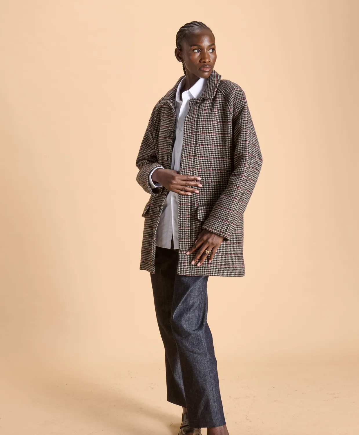 SOUBACQ Le Trench Lenno trench laine pied-de-poule