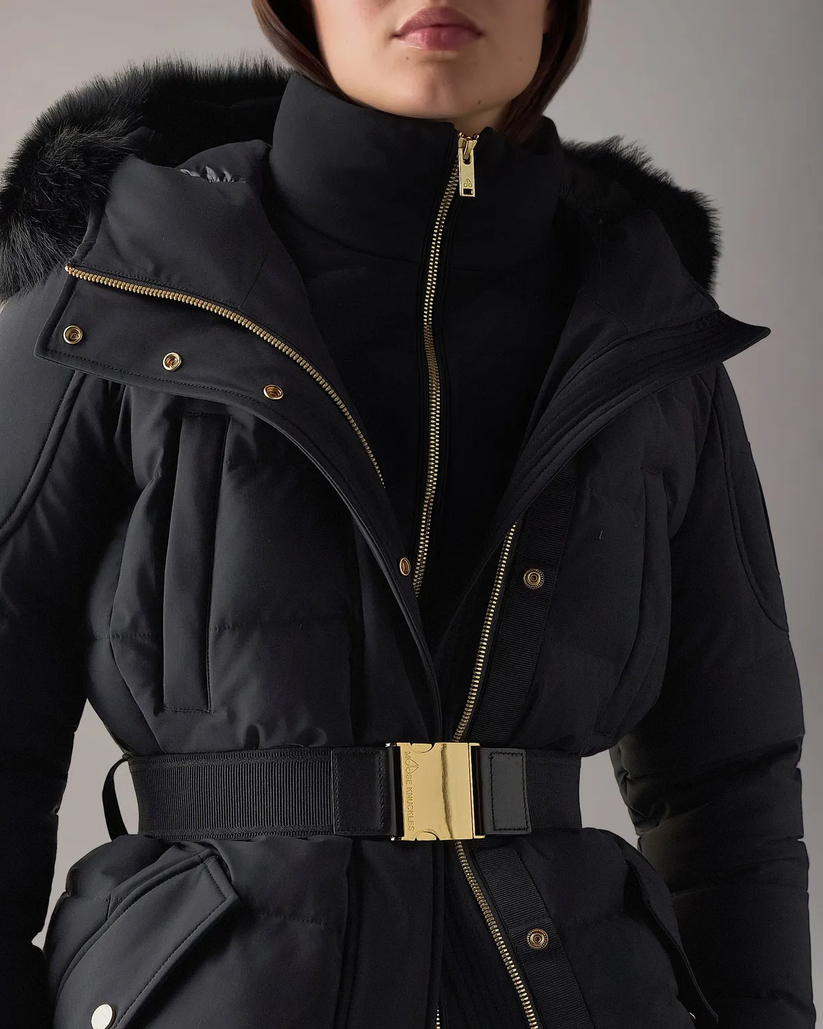 Moose Knuckles Gilded 3Q doudoune noire ceinturée