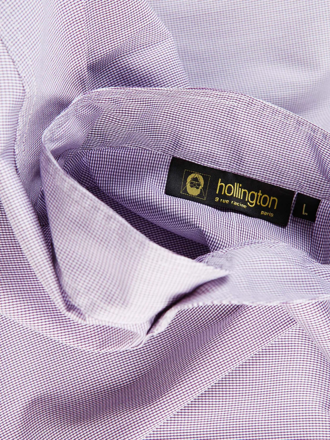 Hollington chemise slim col mao carreaux taille L coton