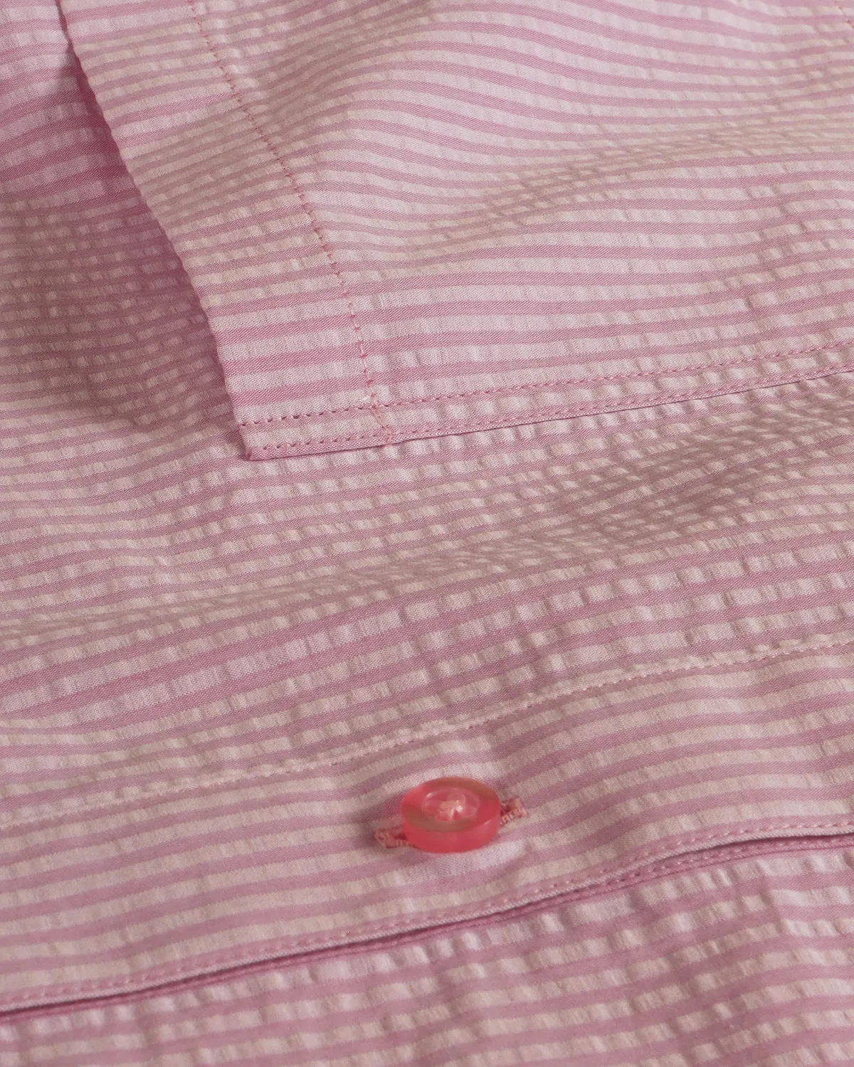 Hollington chemise col mao seersucker coton rose