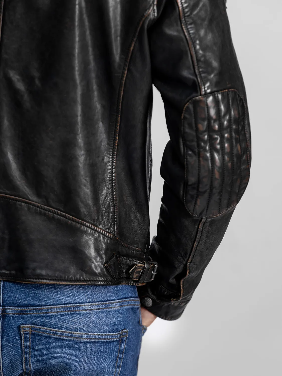 Daytona Nedoc Blouson cuir moto mouton noir vintage