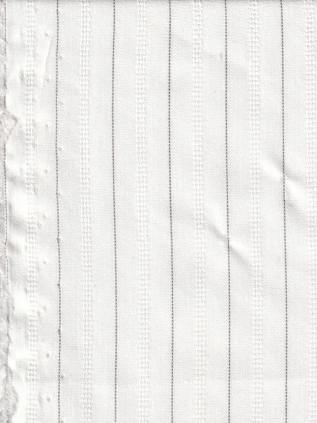 Hollington tissu rayures grises coton-polyester au mètre blanc