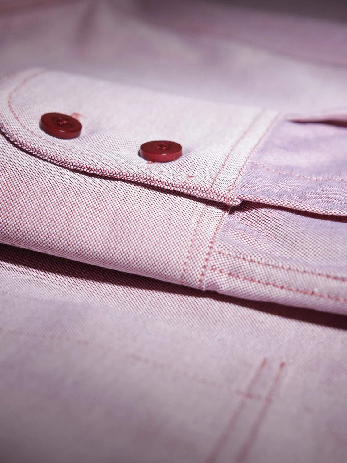 Hollington chemise col mao coton oxford carmin