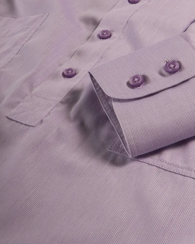 Hollington chemise coton rayures violettes col nehru