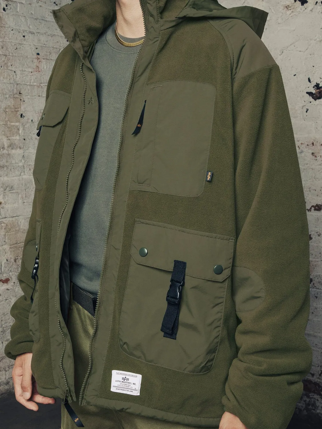 Alpha Industries Mixed Media sweat polaire zip vert foncé