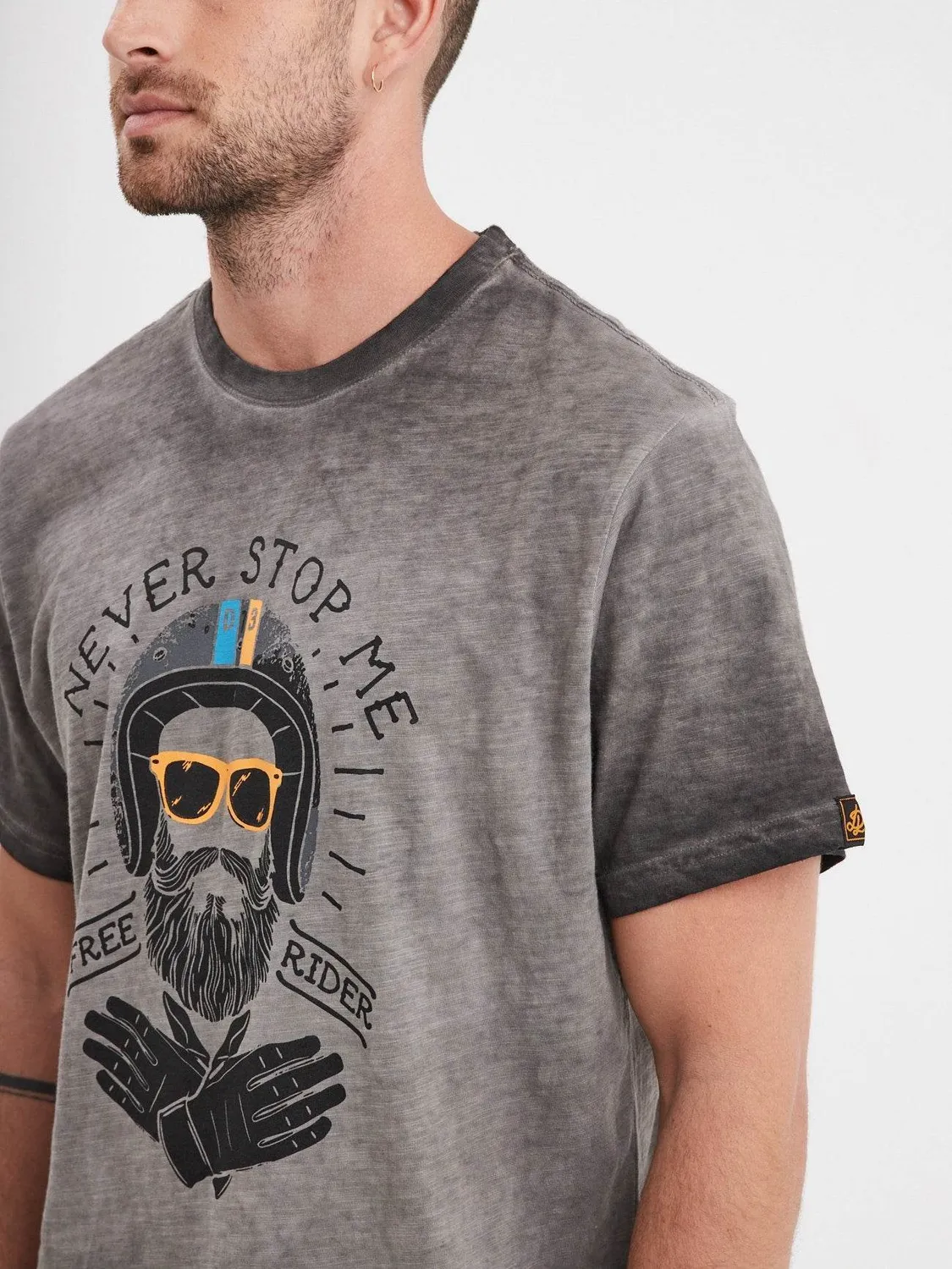 Daytona Free Rider t-shirt homme noir coton flammé