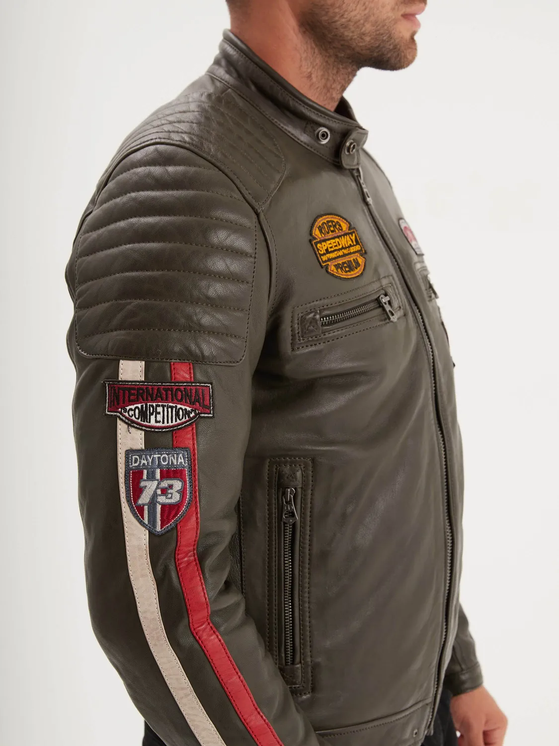 Daytona Gasly blouson motard mouton noir col motard