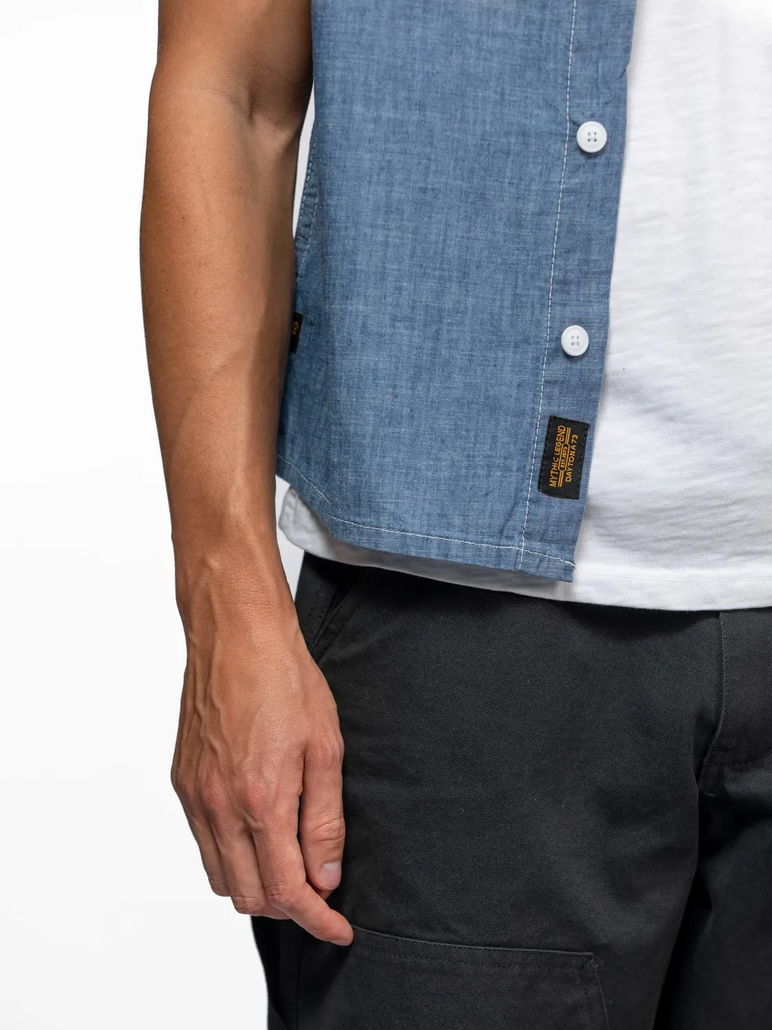 Daytona Peyote chemise homme medium blue chambray boxy