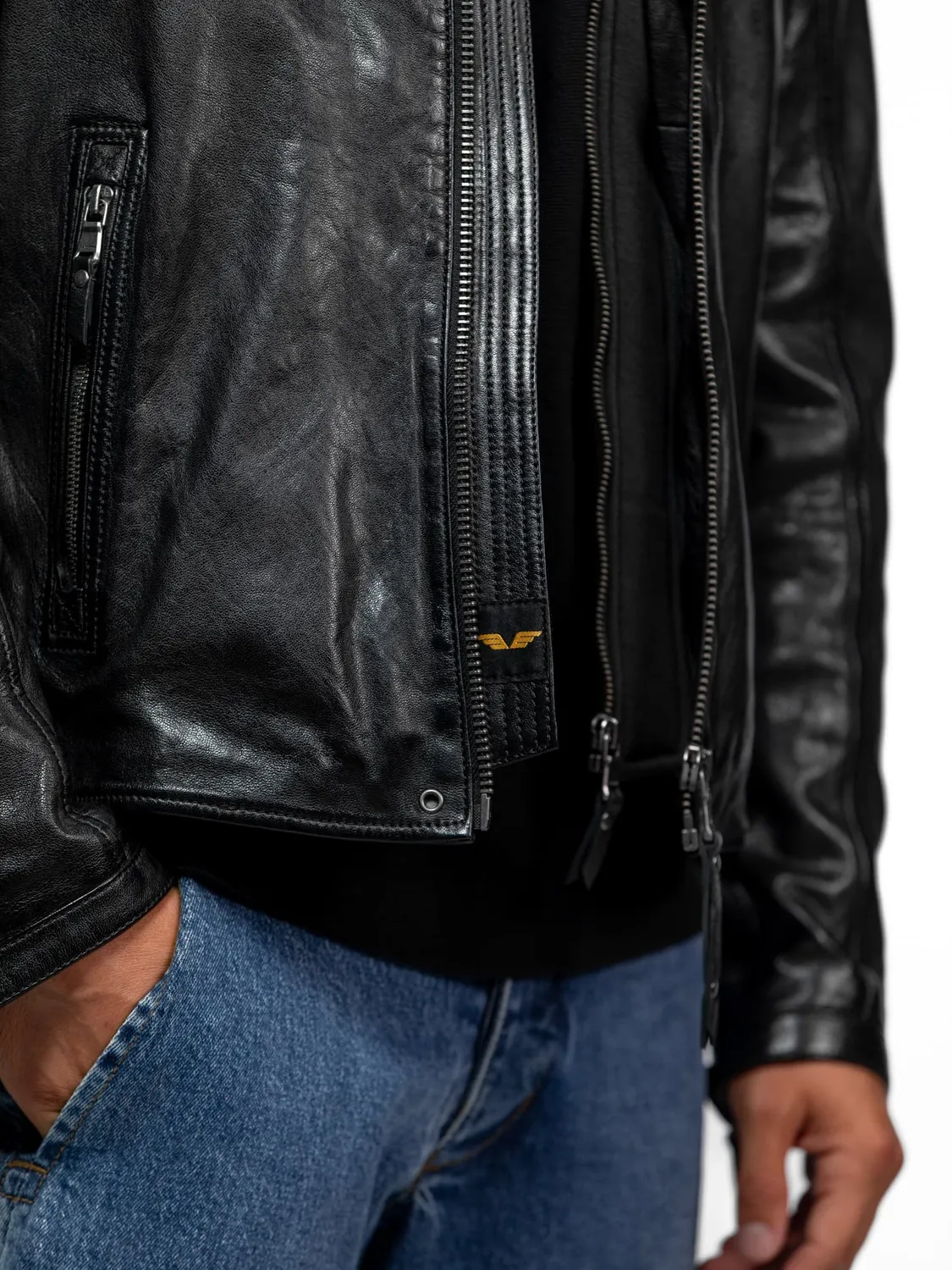 Daytona Dodds Blouson motard cuir agneau noir capuche