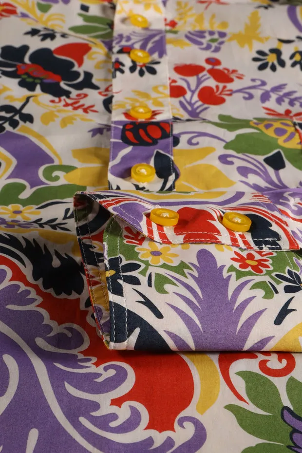 Hollington Flamboyance chemise col mao coton liberty