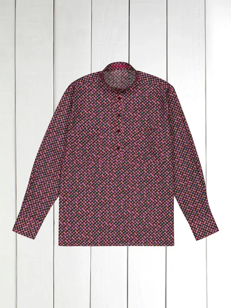 Hollington chemise Liberty col mao motif géométrique