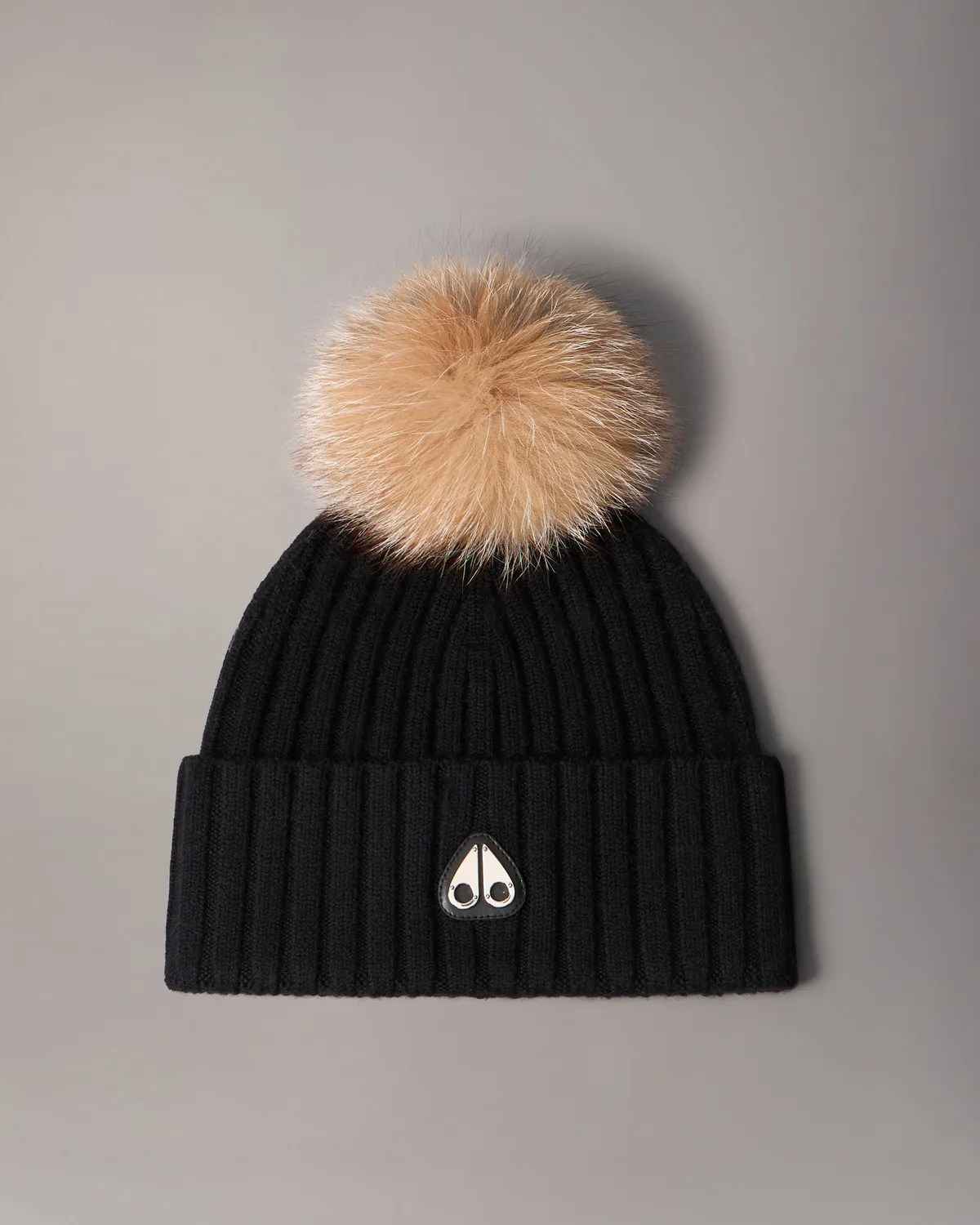Moose Knuckles Fur Pompom bonnet noir laine taille unique