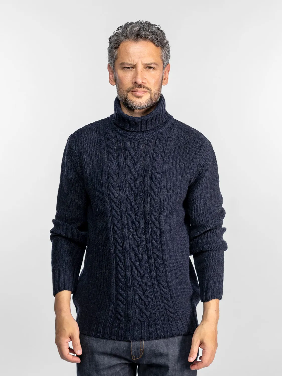Daytona Turtle pull laine homme navy col montant