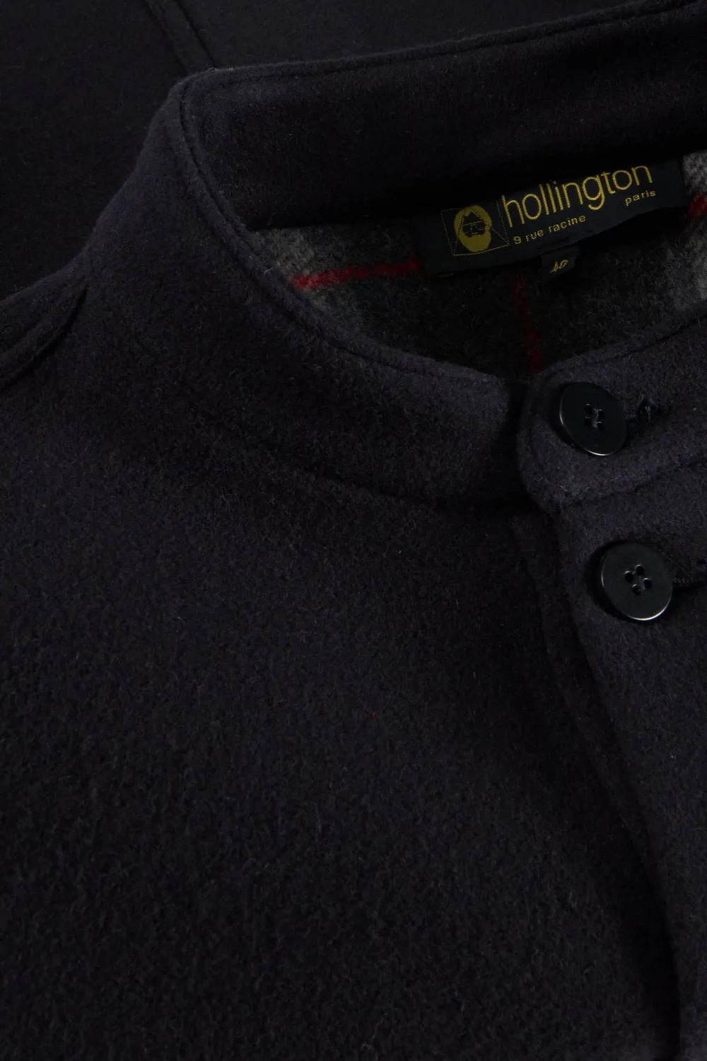 Hollington Naipaul marine tartan veste laine double-face