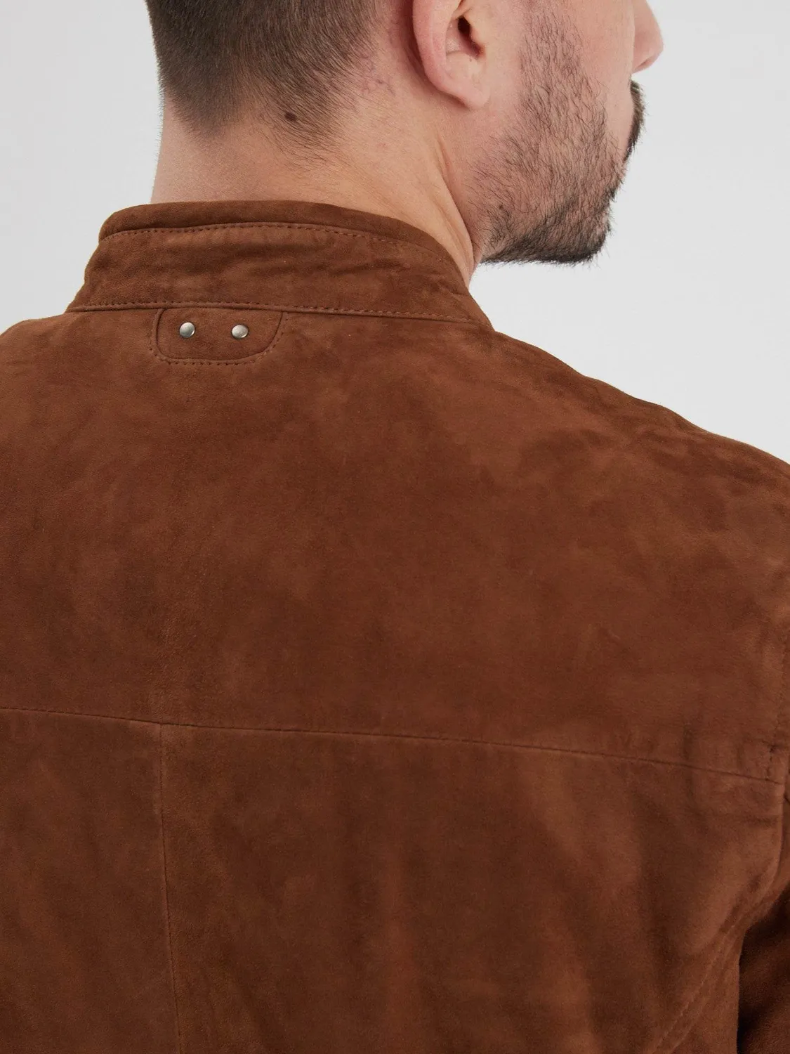 DAYTONA Delf veste daim cuir chèvre col pression