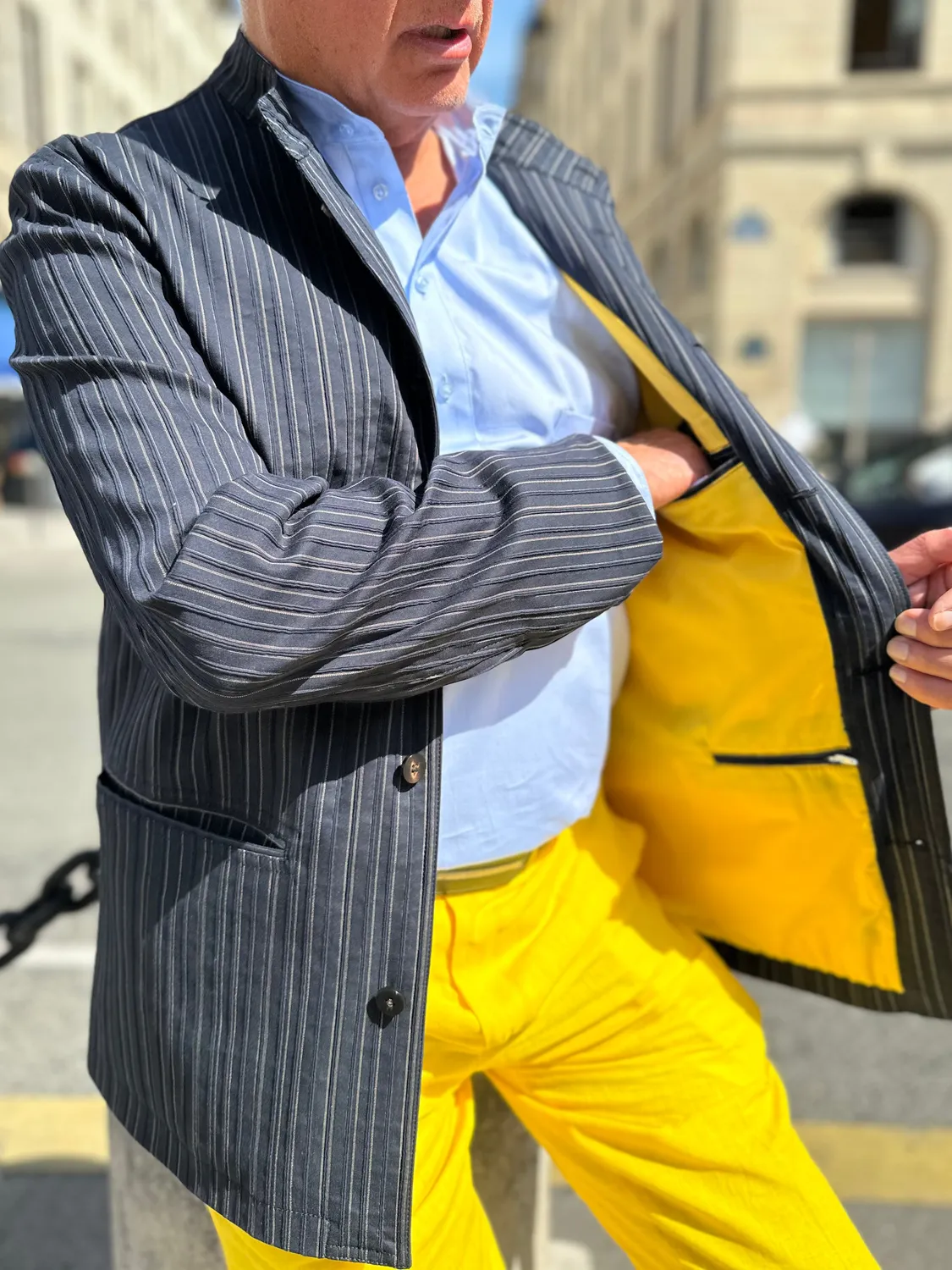 Hollington veste Megève coton stretch rayures gold bleu