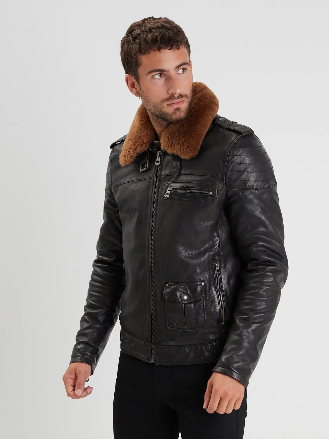Daytona Pirate blouson aviateur cuir noir agneau