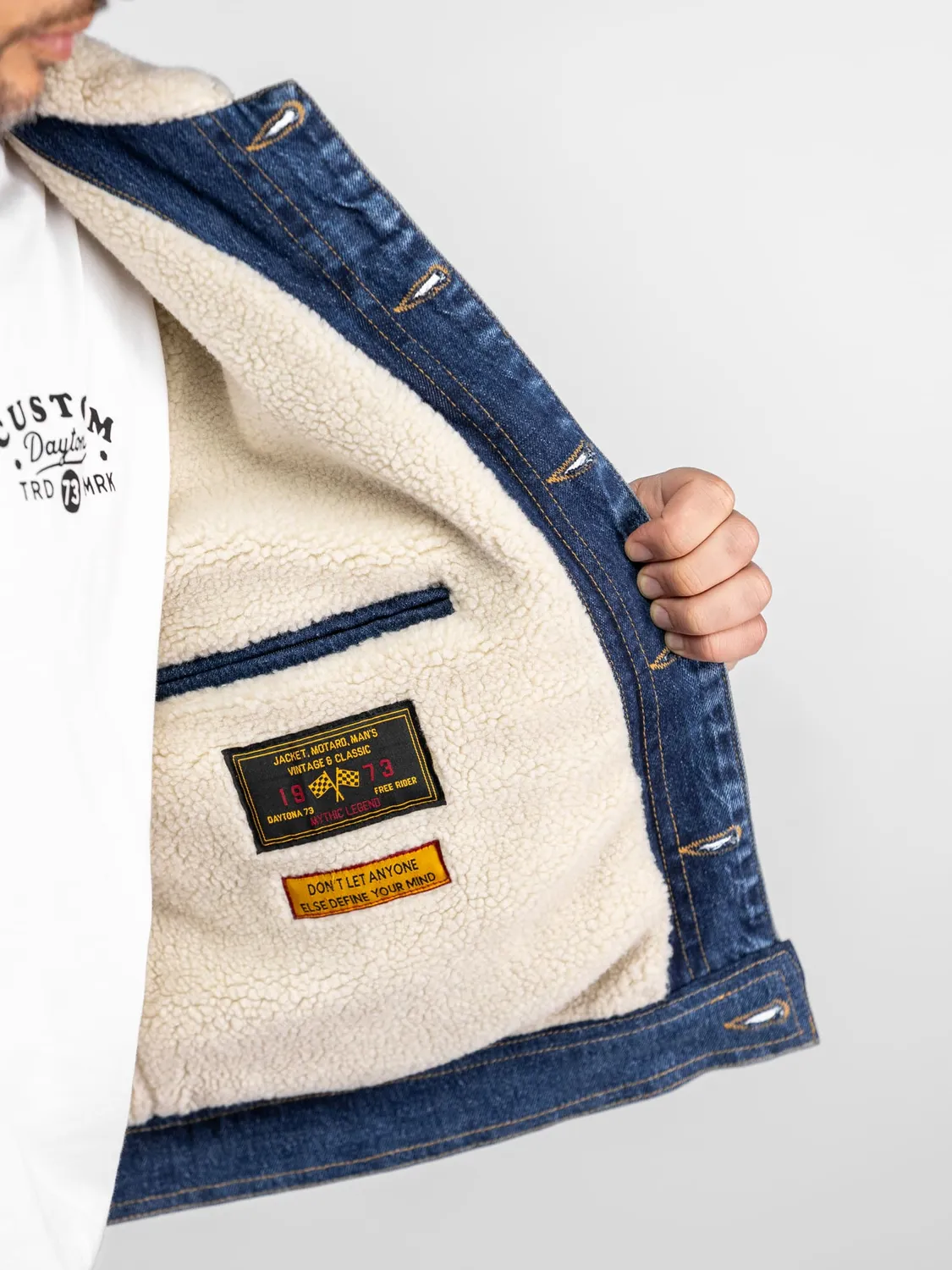 Daytona Durham veste jean sherpa mid wash délavé