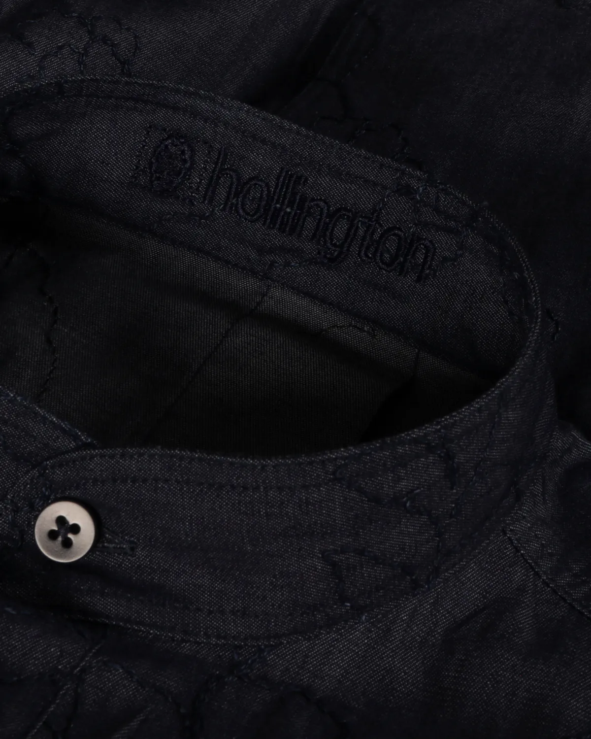 Hollington chemise fancy denim col mao bleu coton