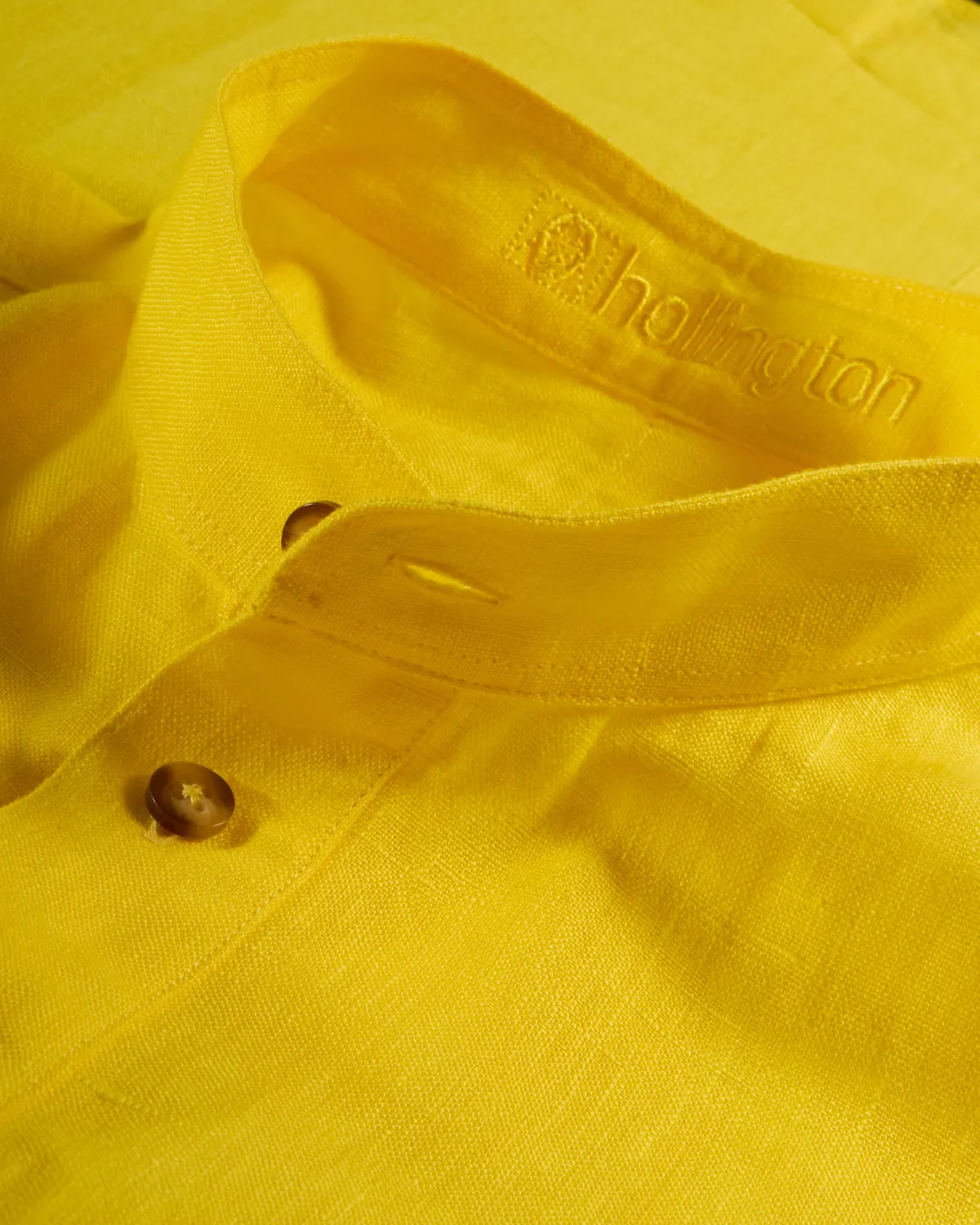 Hollington chemise col mao lin jaune droite