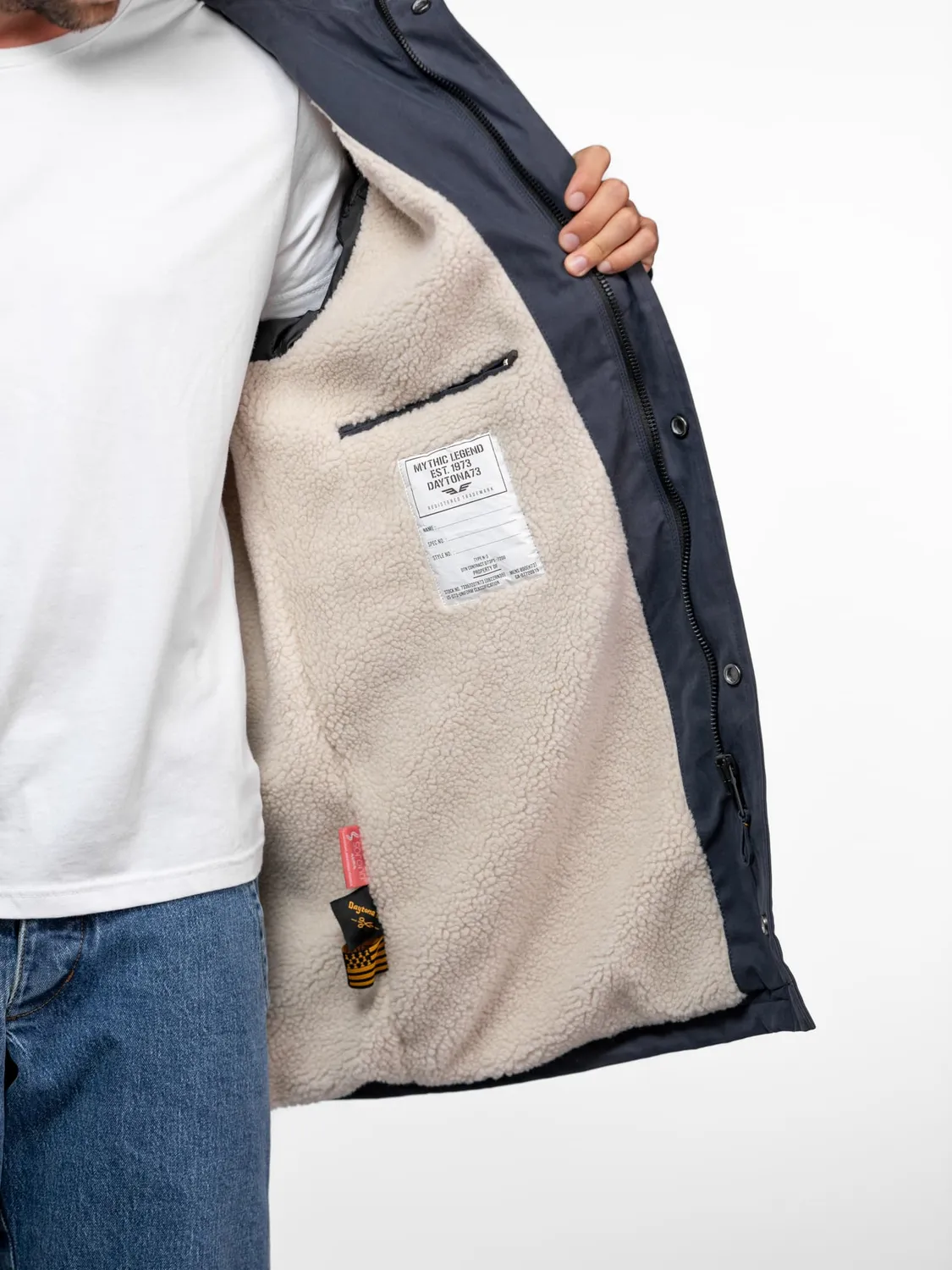 Daytona Lopez parka longue homme Navy doublure sherpa