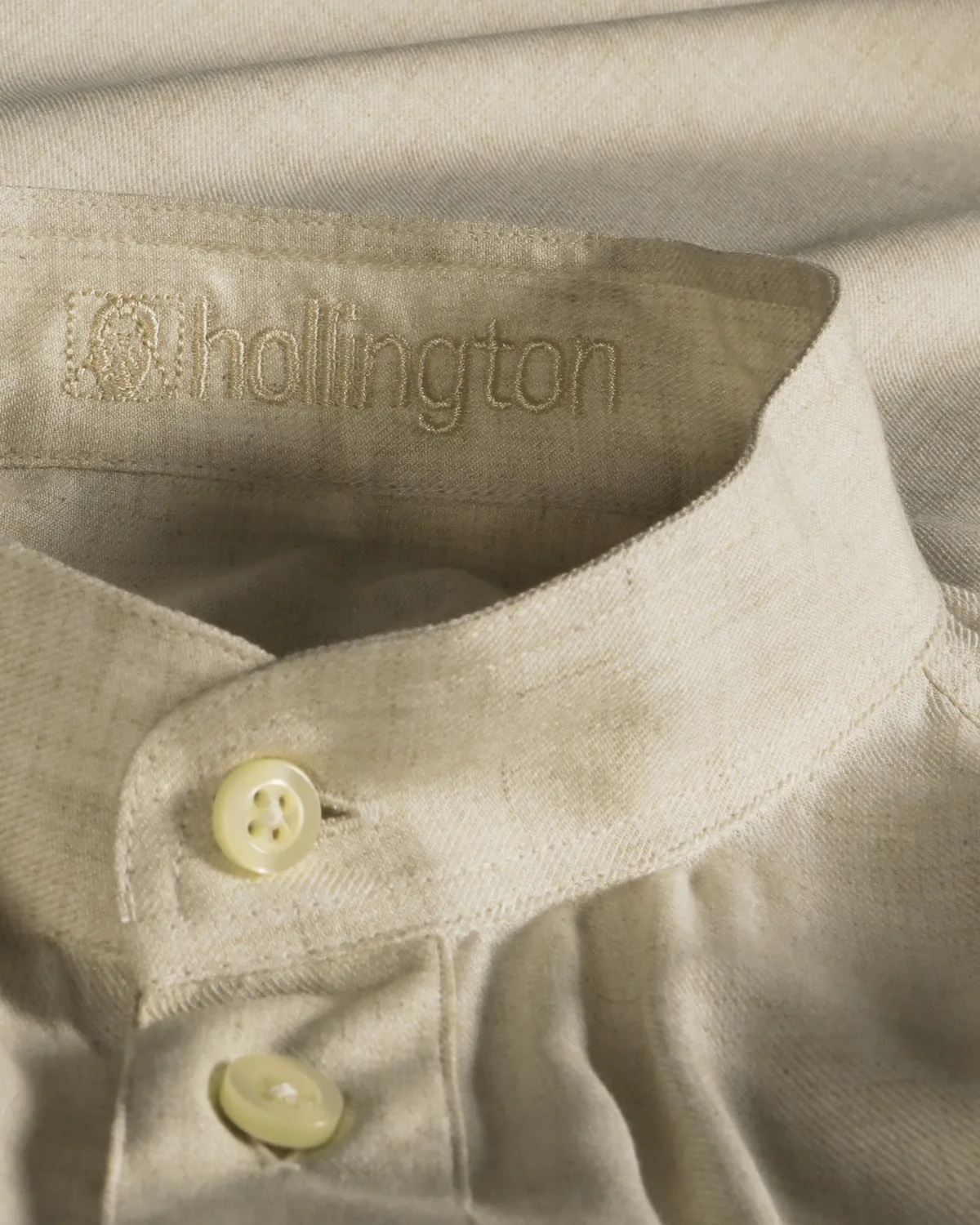 Hollington chemise col mao éco-viscose grège taille L