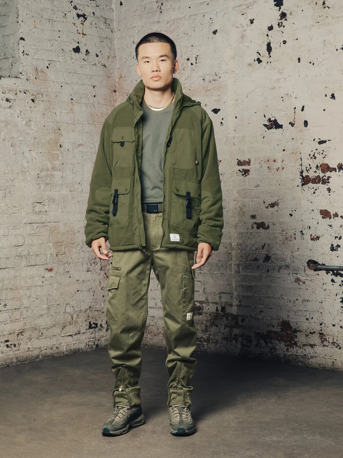 Alpha Industries Mixed Media sweat polaire zip vert foncé