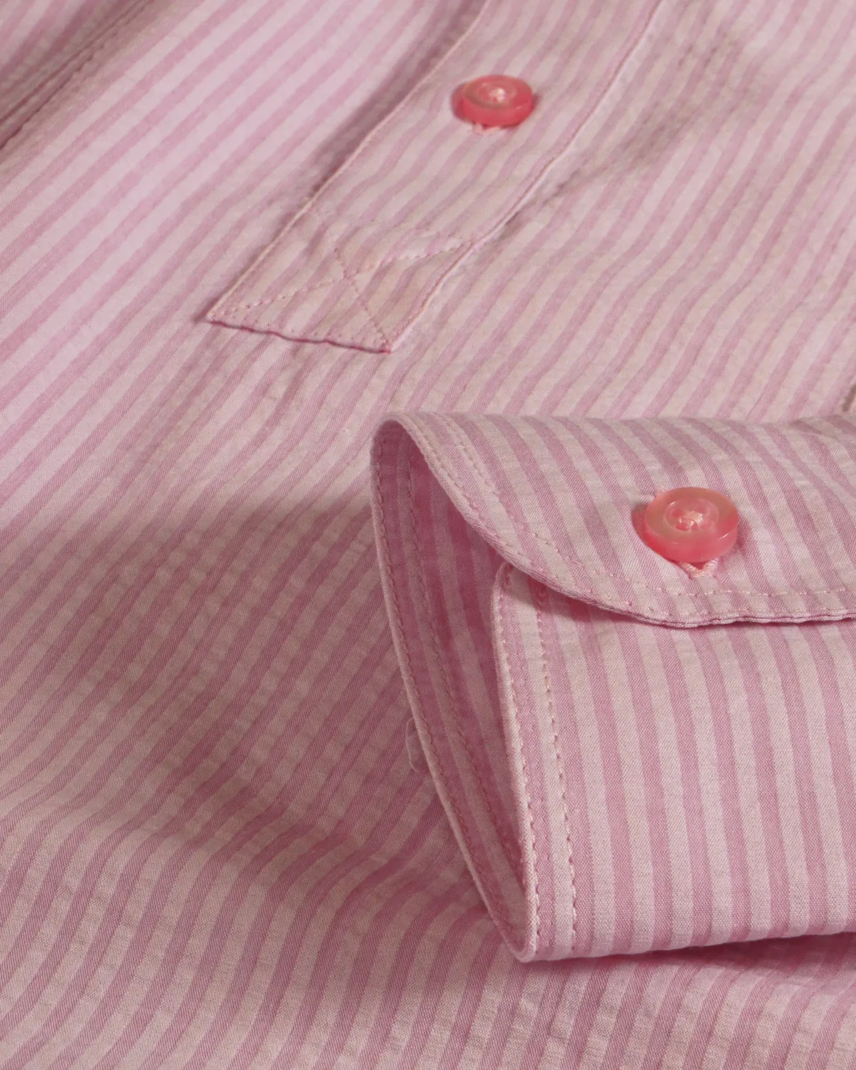 Hollington chemise col mao seersucker coton rose