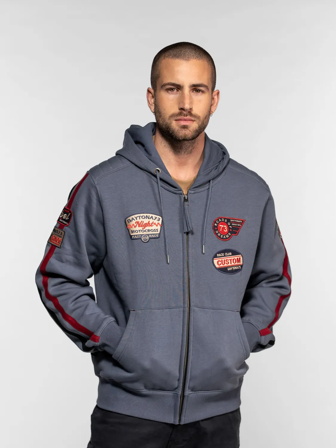 DAYTONA Cowl sweat capuche homme coton patchs racing