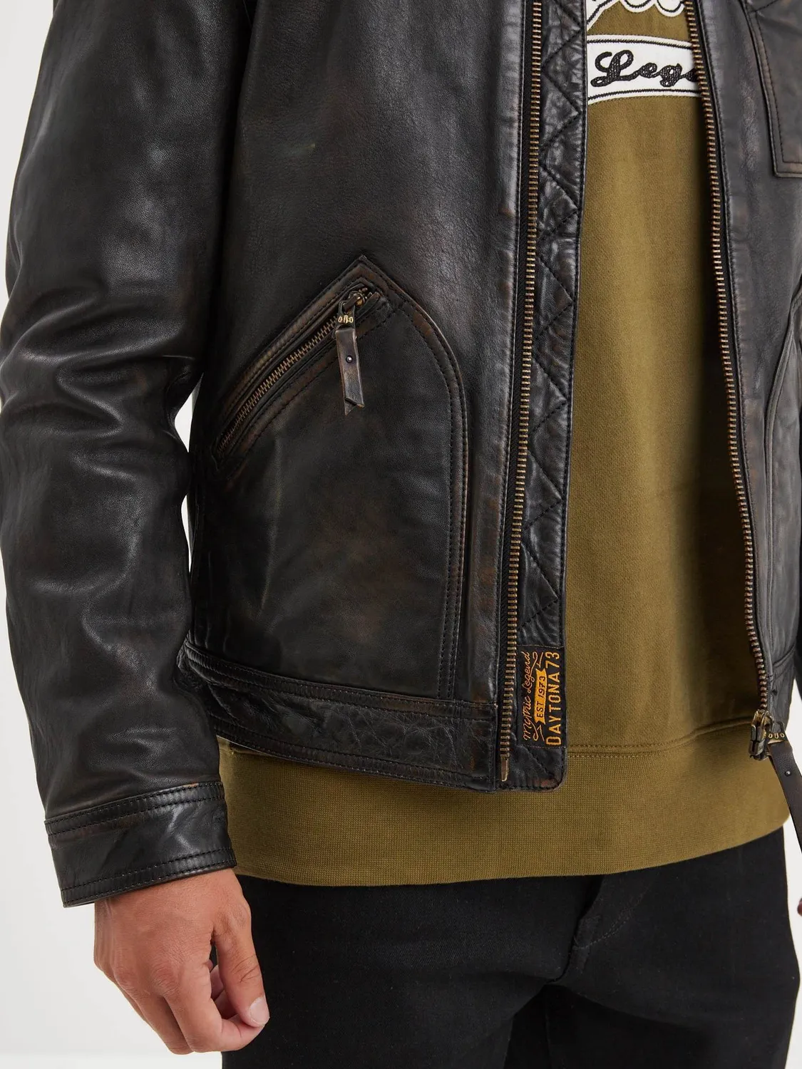DAYTONA Lovel blouson cuir homme noir agneau vintage