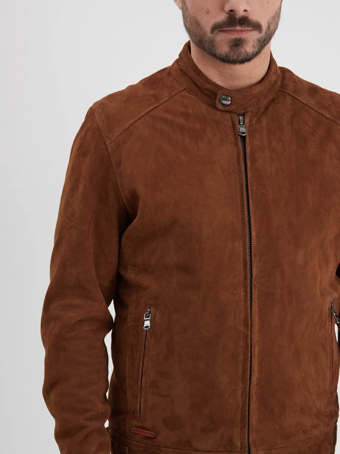 DAYTONA Delf veste daim cuir chèvre col pression
