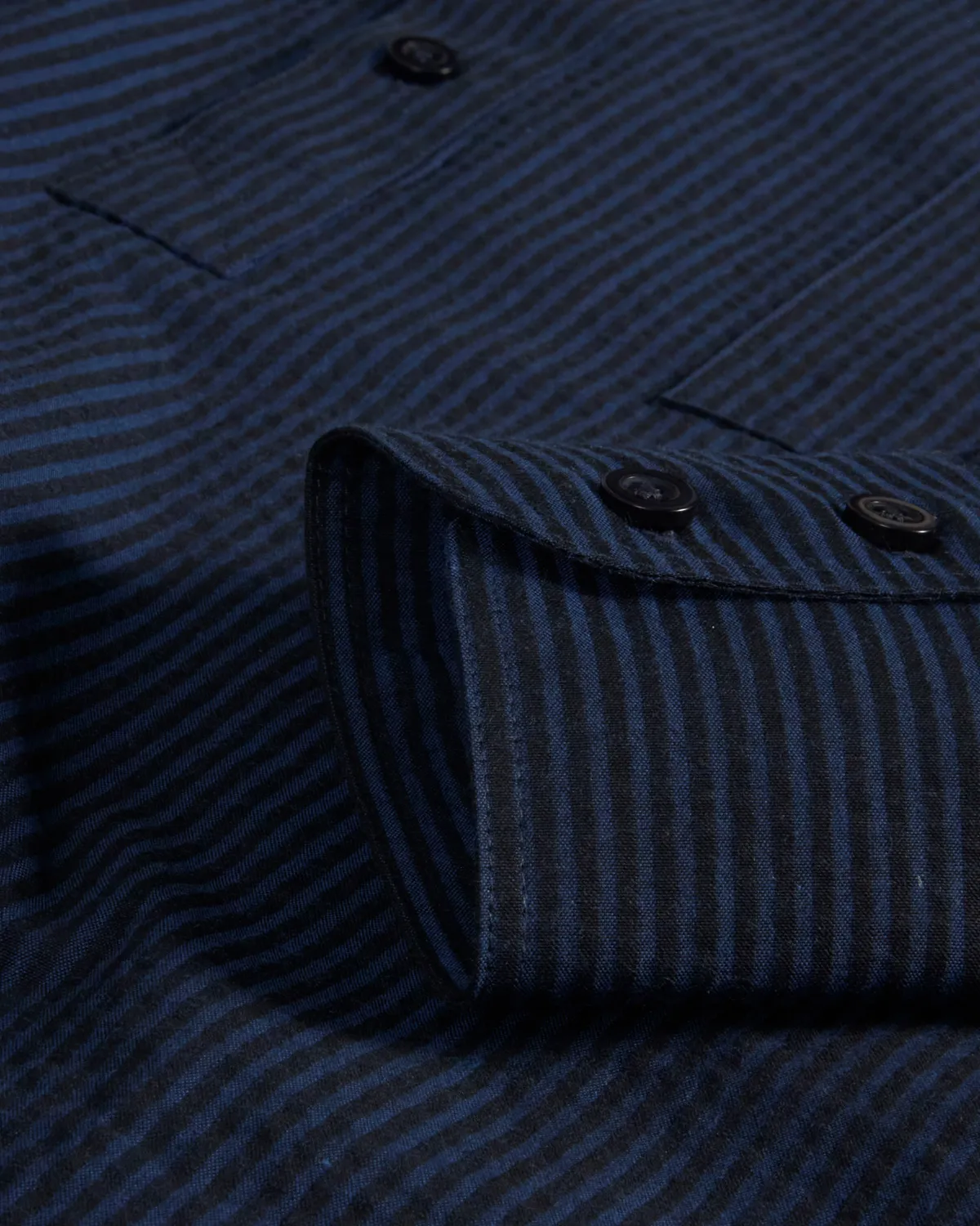 Hollington chemise col mao marine seersucker taille M