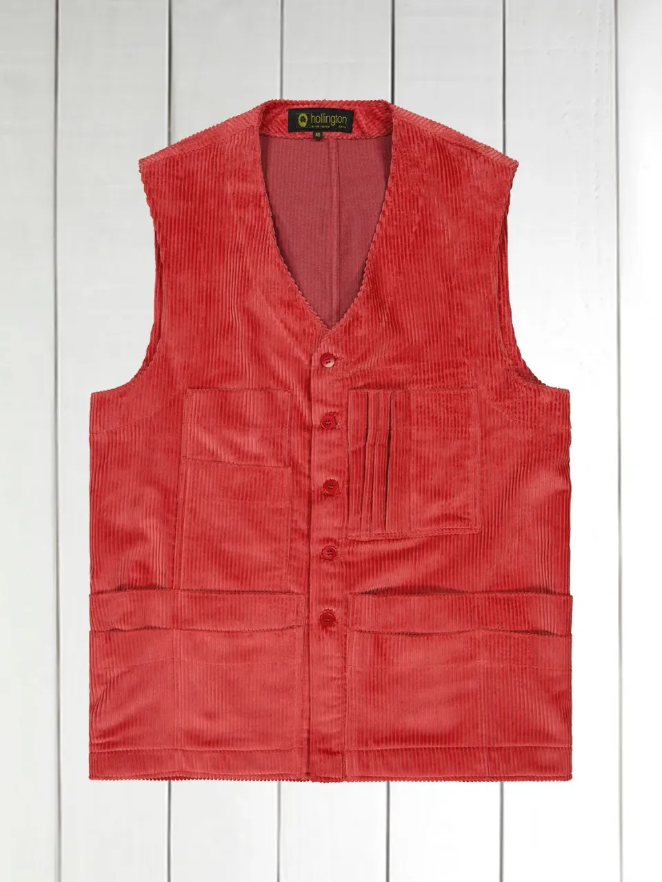 Hollington 20 poches gilet velours laine vieux rose 44