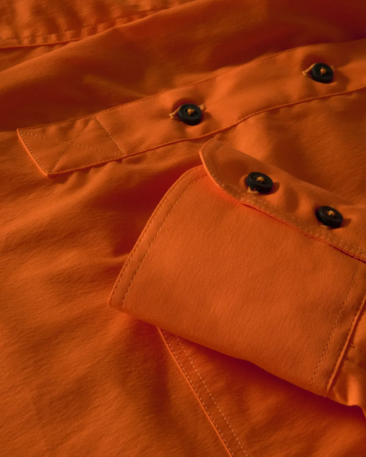 Hollington col mao chemise orange popeline stretch XS-XXXL