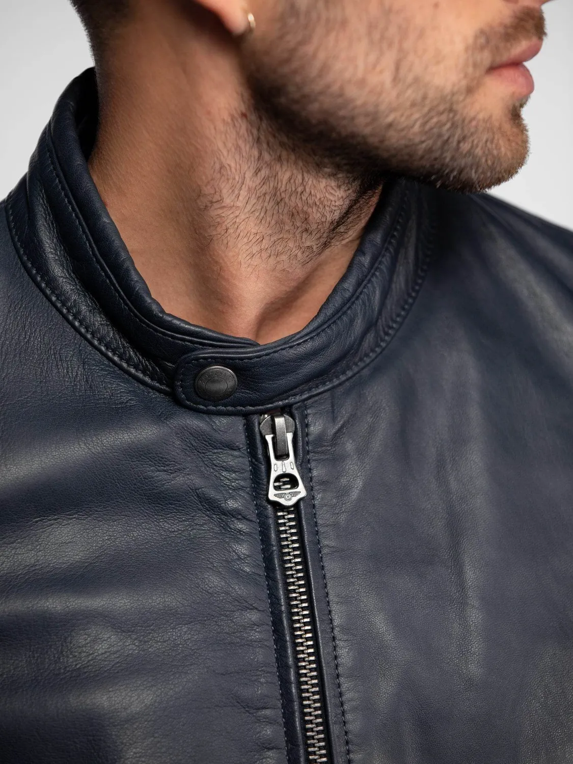 DAYTONA Mercer blouson cuir homme navy mouton grainé