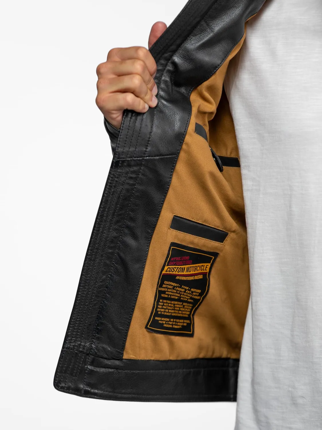 Daytona Nieto blouson cuir motard noir mouton vintage ajusté