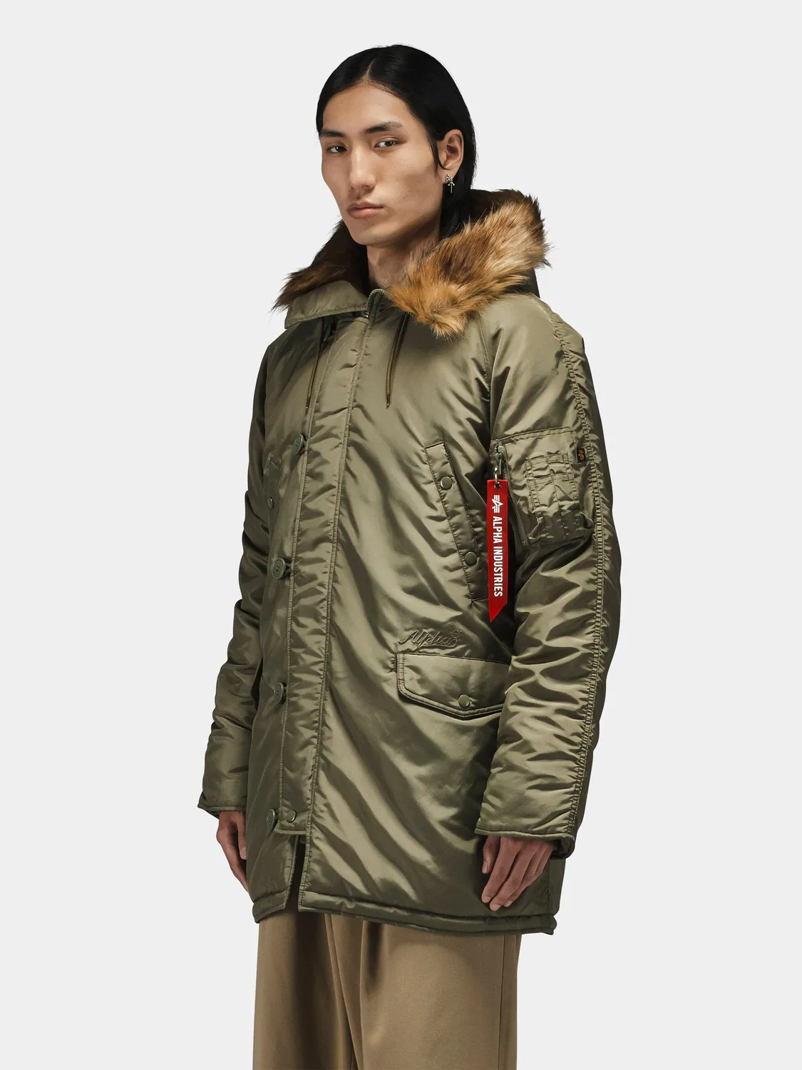Alpha Industries N-3B Oxford parka vert cuisses grand froid