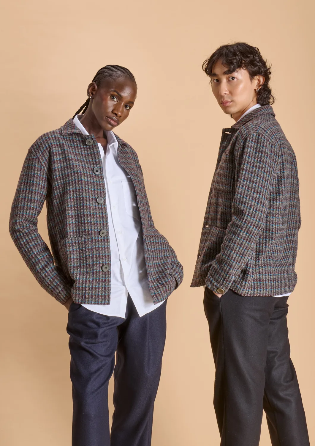 Soubacq Le Bleu Amarna veste de travail laine chinée