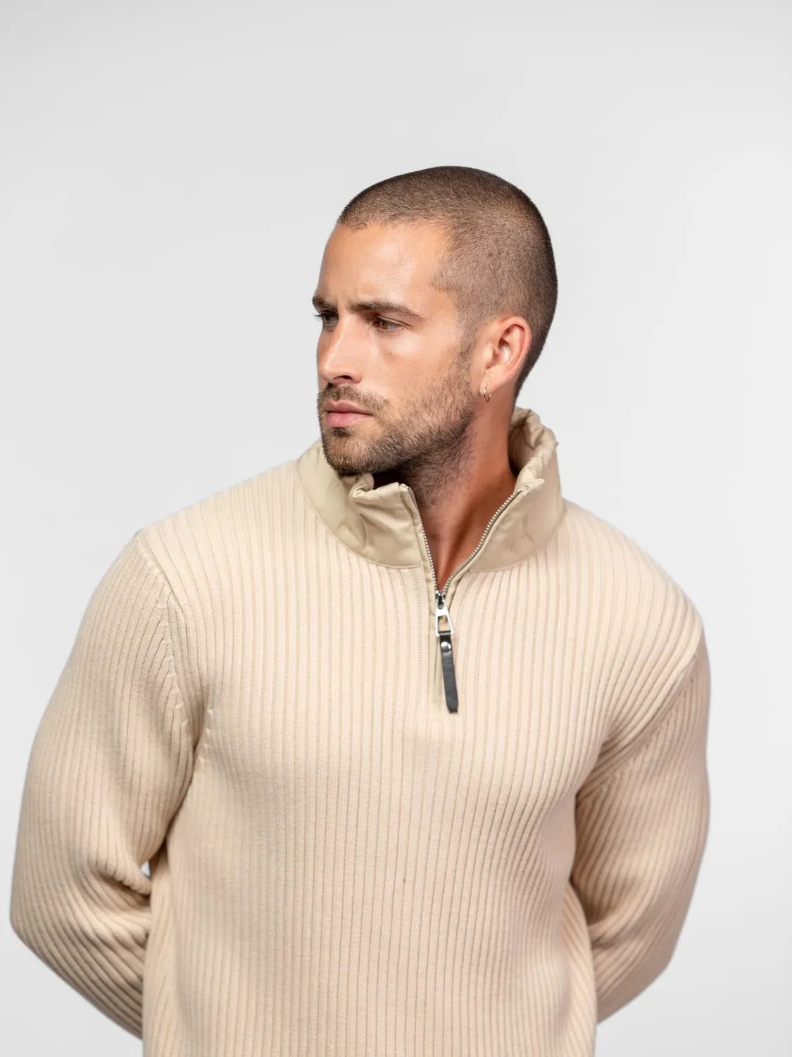 Daytona Moran pull camionneur coton col zippe navy