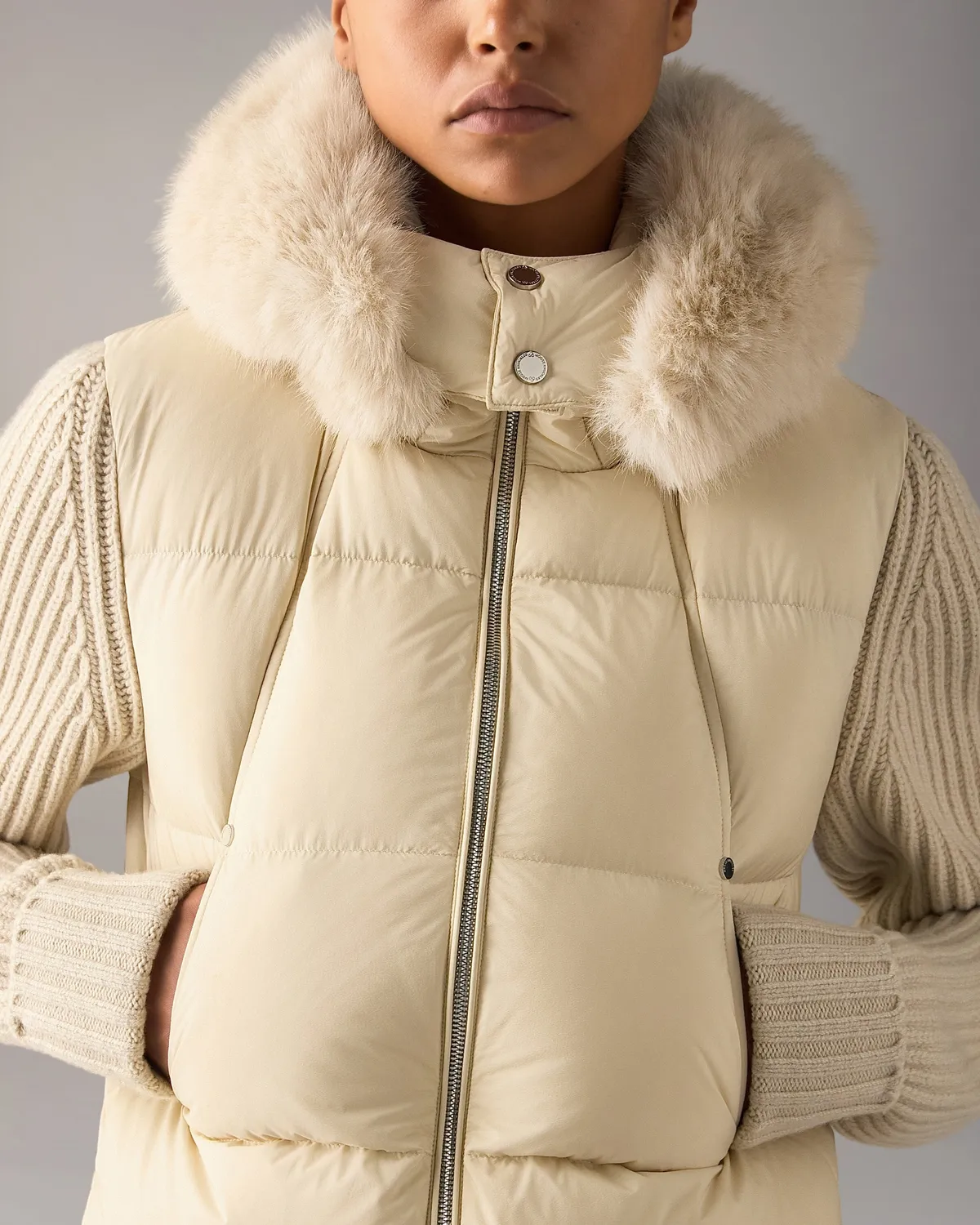Moose Knuckles Everest Hybrid doudoune femme albâtre manches tricot