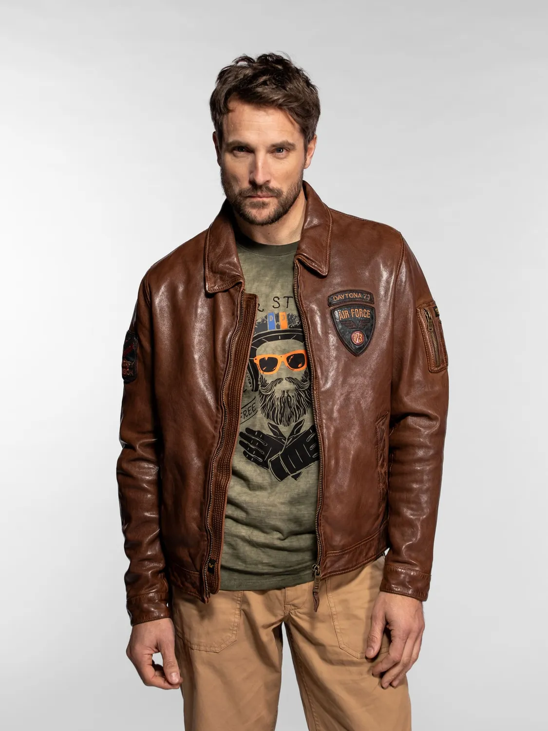 Daytona Fulton blouson cuir aviateur dark cognac agneau