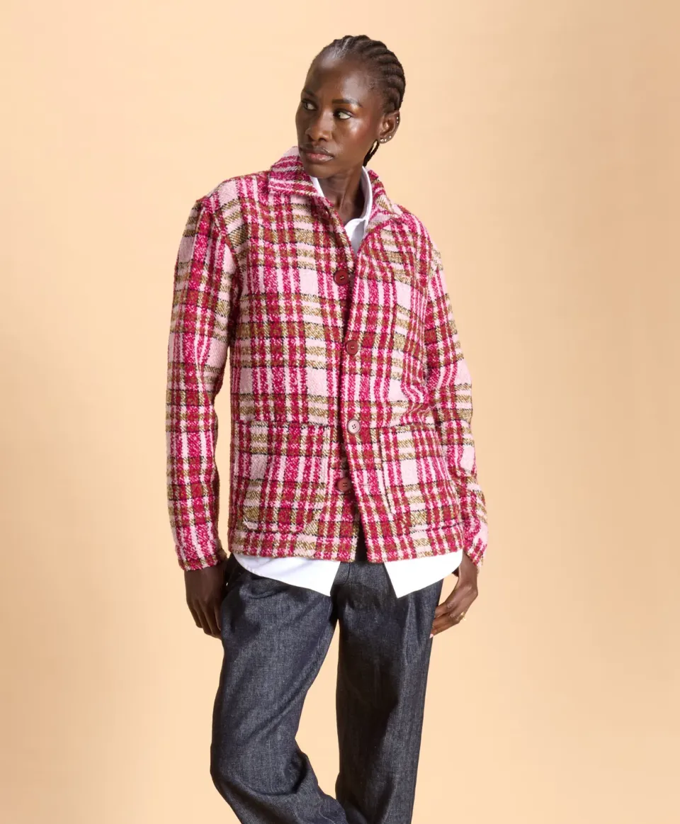 Soubacq Bleu Zita veste travail tweed bleu
