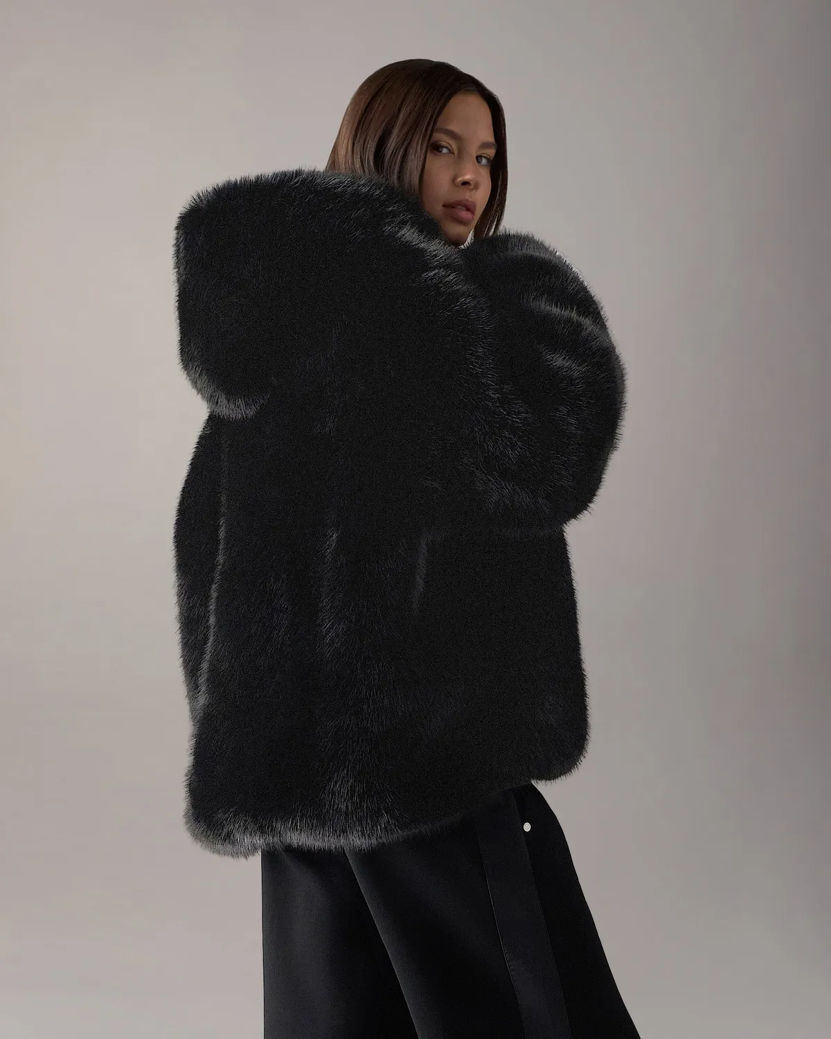 Moose Knuckles Ember veste fausse fourrure noire oversize