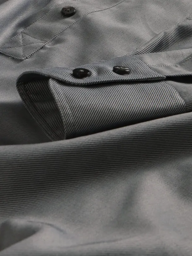 Hollington Smoke chemise col mao coton fumé