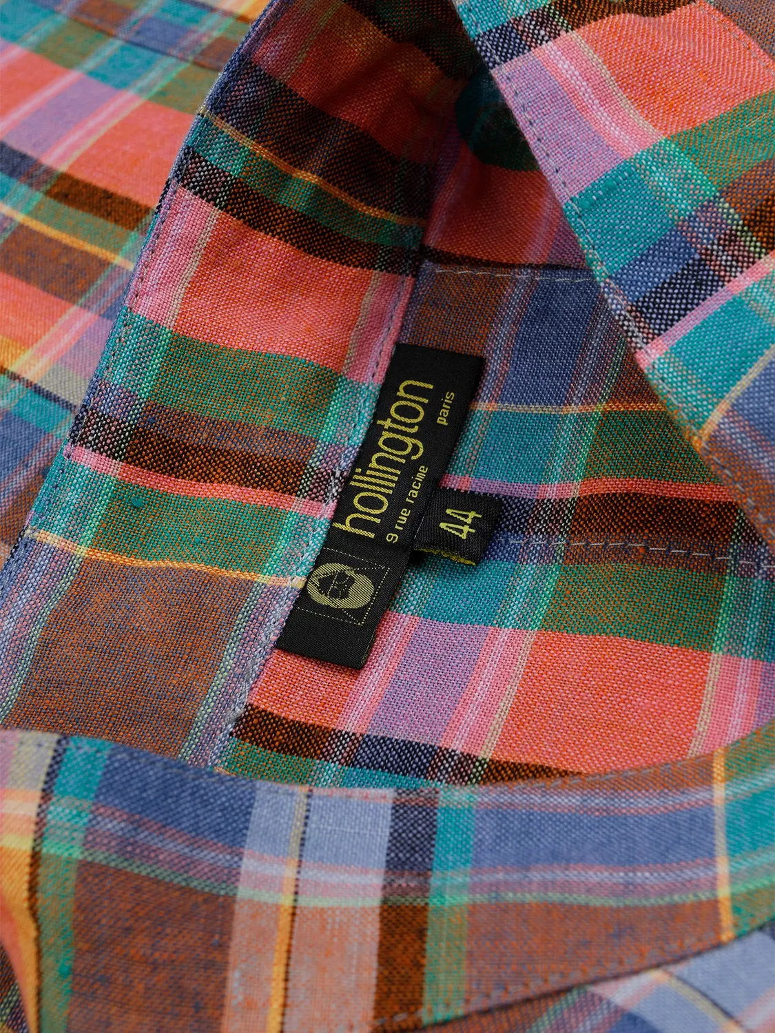 Hollington veste-chemise lin tartan été col mao taille 46