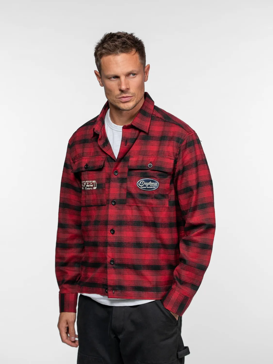 DAYTONA Ketchum chemise boxy carreaux rouge flanelle