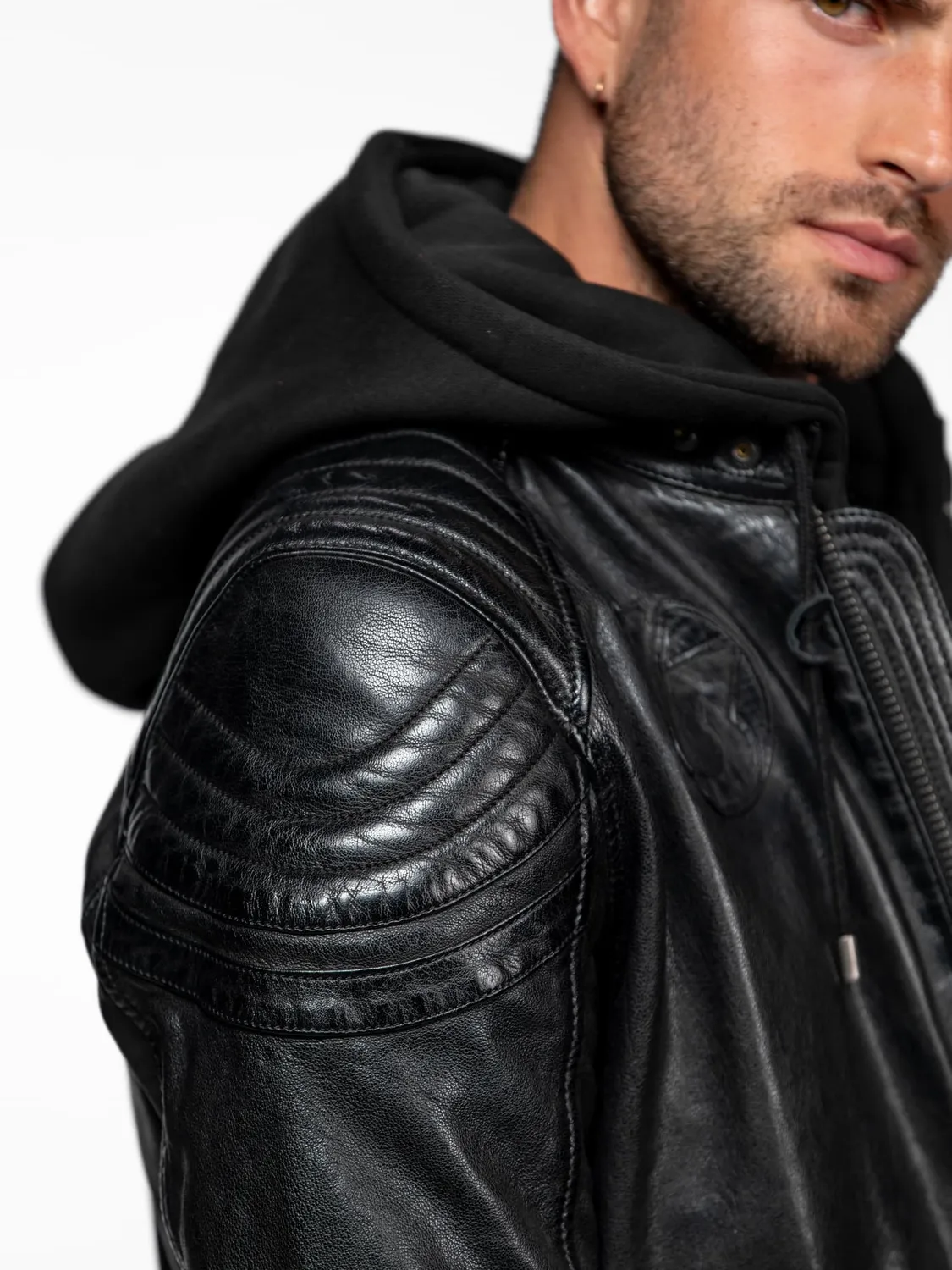 Daytona Dodds Blouson motard cuir agneau noir capuche