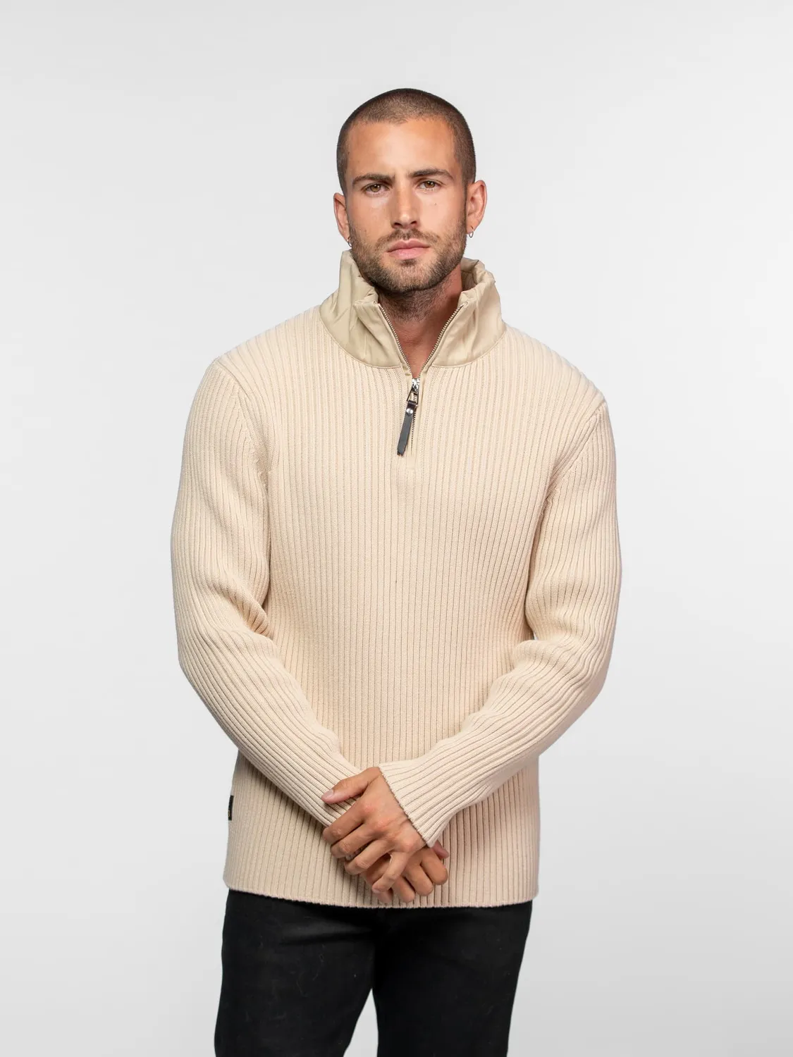 Daytona Moran pull camionneur coton col zippe navy