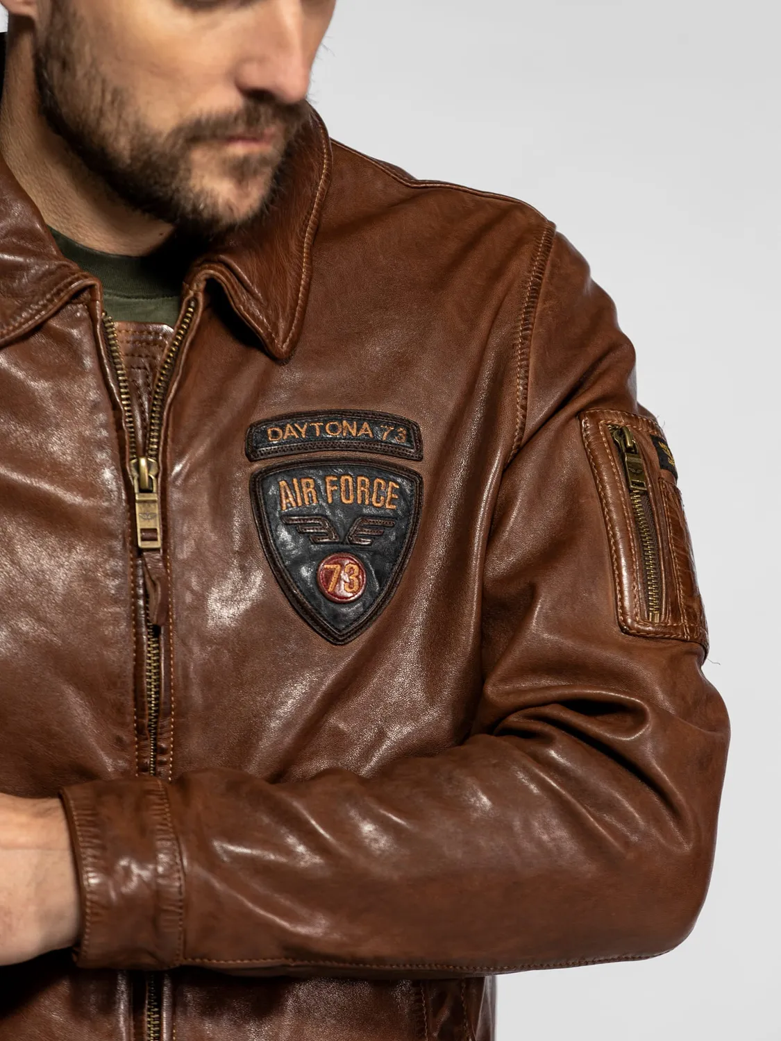 Daytona Fulton blouson cuir aviateur dark cognac agneau